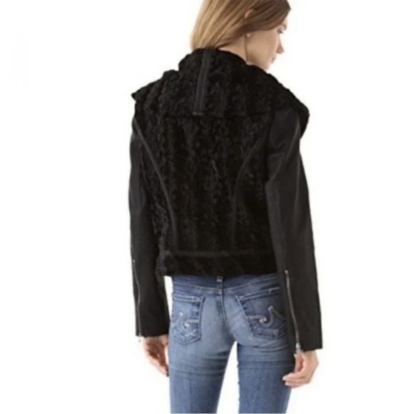 Free People Faux Fur & Vegan Leather Zippered Moto Jacket - Picture 2 of 11